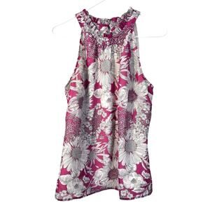 Liberty of London Target Blouse Women's L Pink White Sunflower Feminine Career